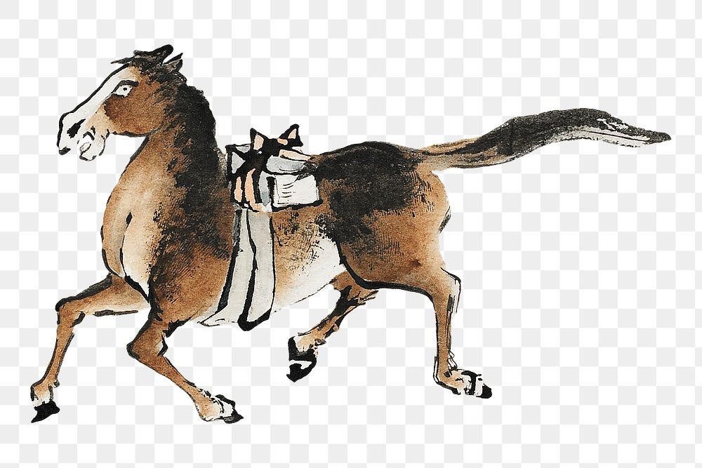 Japanese horse png sticker, transparent background. Remastered by rawpixel. 