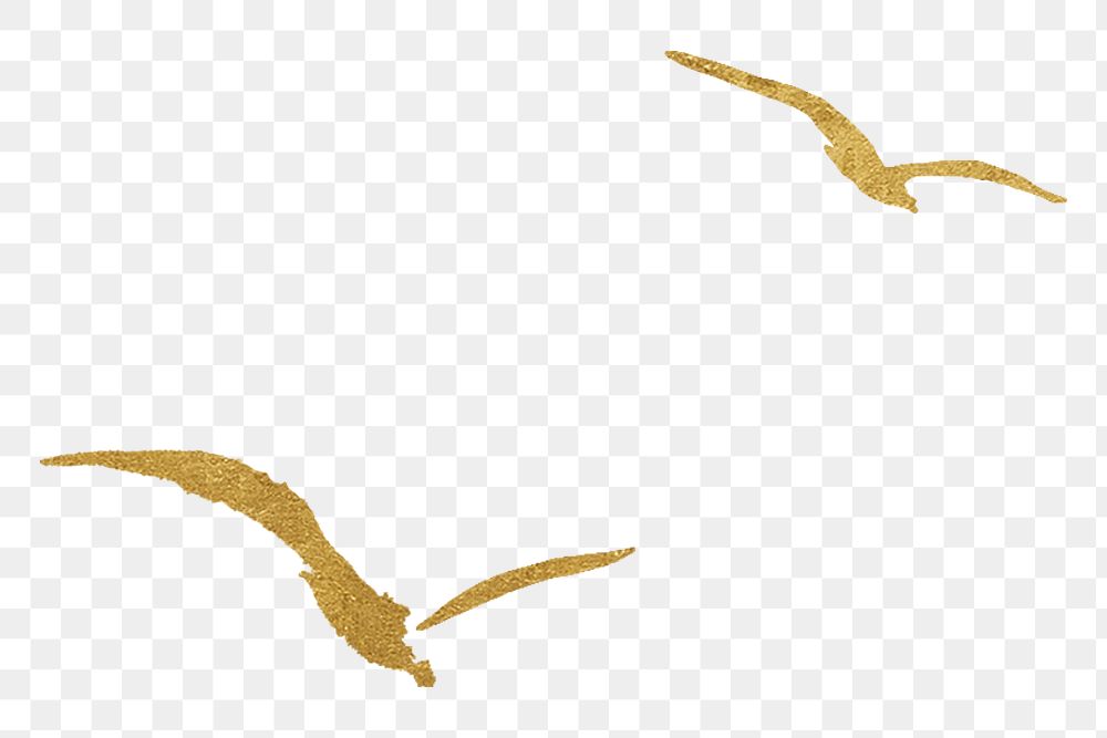 Gold flying birds png silhouette, transparent background
