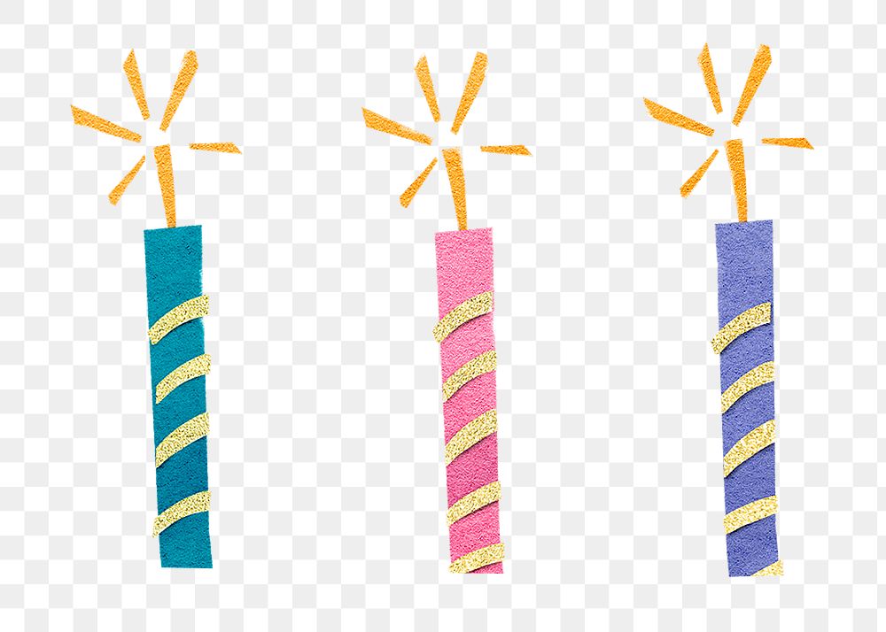 Birthday candles png sticker, glittery design, transparent background