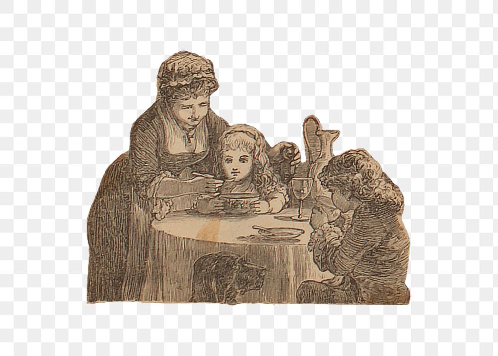 Victorian mother png children sticker, transparent background. Remastered by rawpixel.