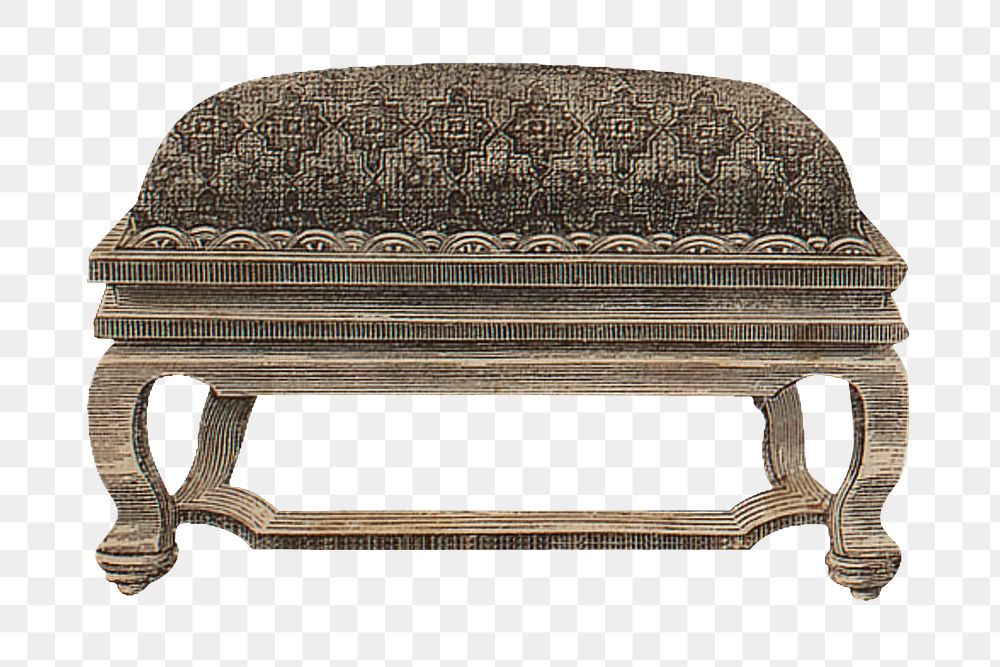 Victorian footstool png vintage seat sticker, transparent background. Remastered by rawpixel.