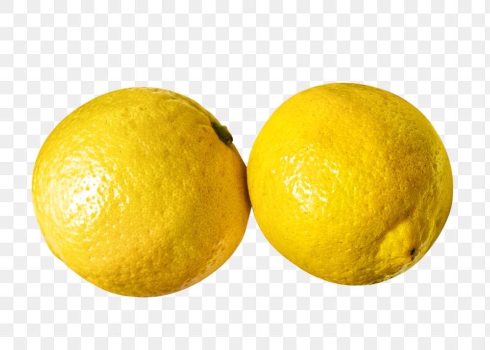 Two yellow lemon png, transparent background