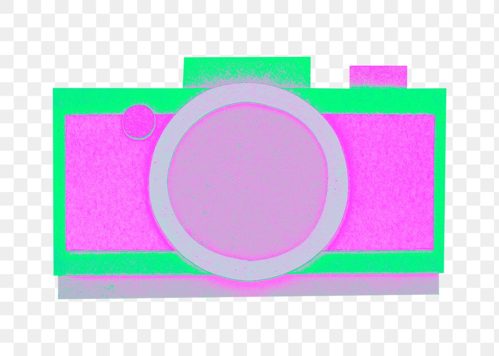 Retro camera png green & pink, transparent background
