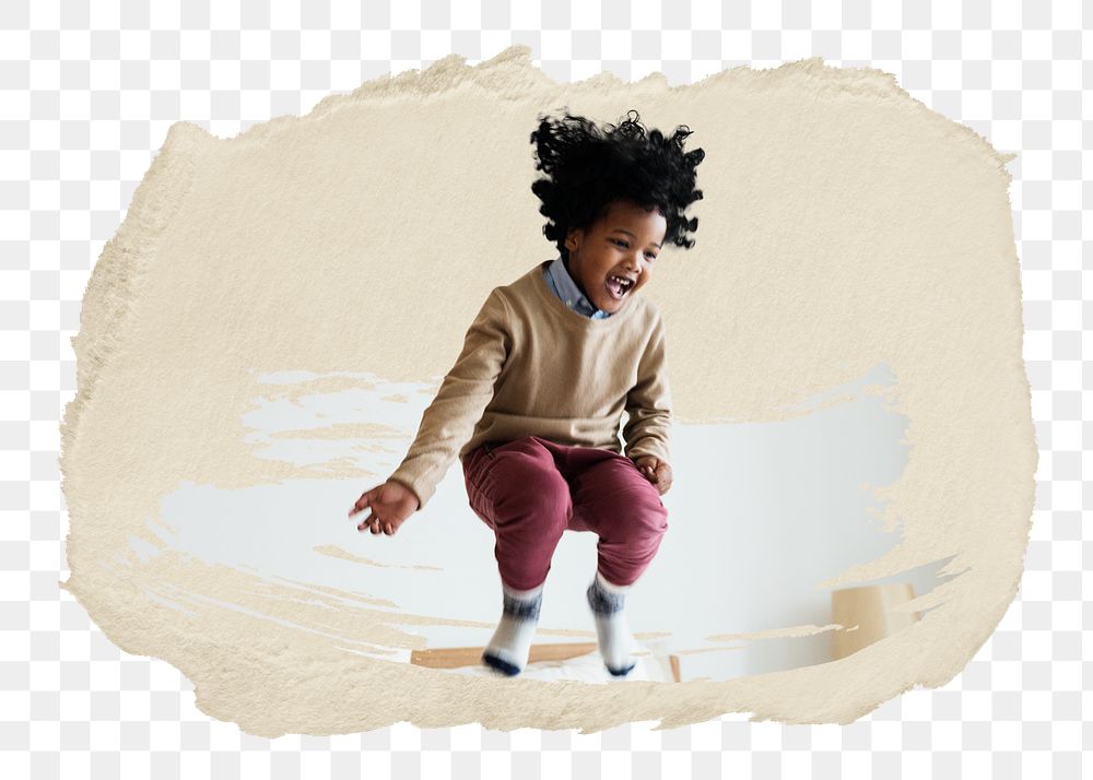 PNG Young kid having a fun time, collage element, transparent background