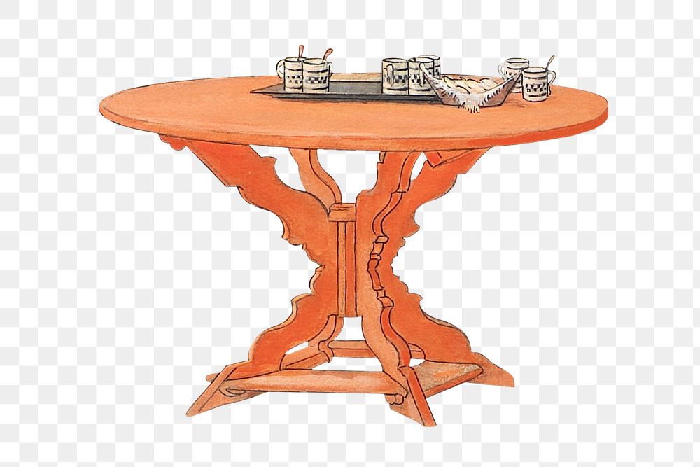 Orange wooden table png, furniture illustration, transparent background. Remixed by rawpixel.