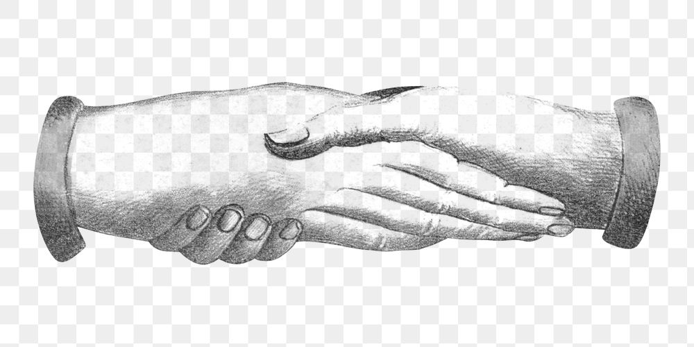 Vintage handshake png, hand gesture illustration, transparent background. Remixed by rawpixel.