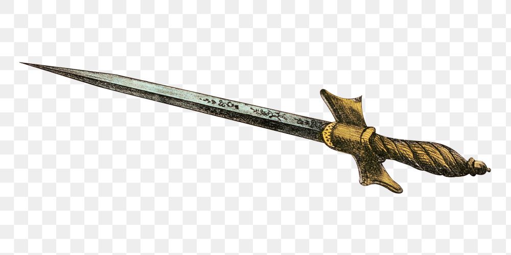 Vintage sword png, weapon illustration on transparent background. Remixed by rawpixel.