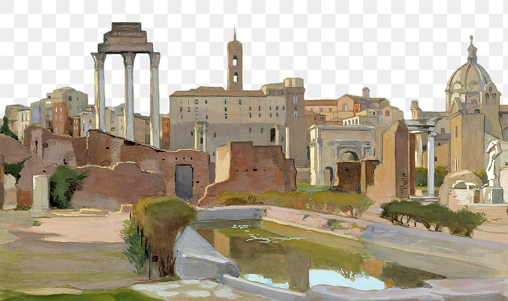 Vintage Roman forum png border, transparent background. Remixed by rawpixel. 