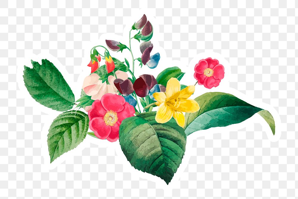 Colorful summer flowers sticker design element