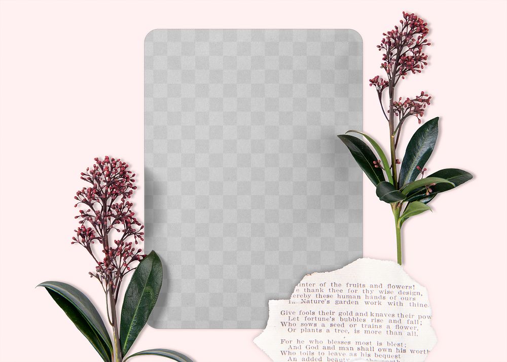 PNG invitation card mock transparent, collage elements flat lay design