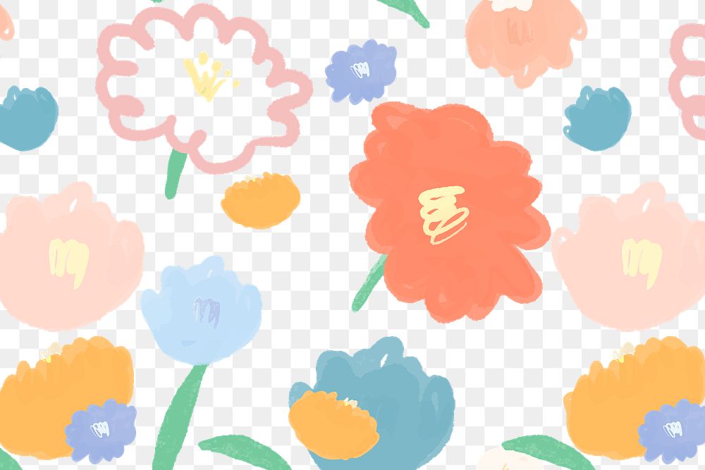 Floral pattern background png hand drawn