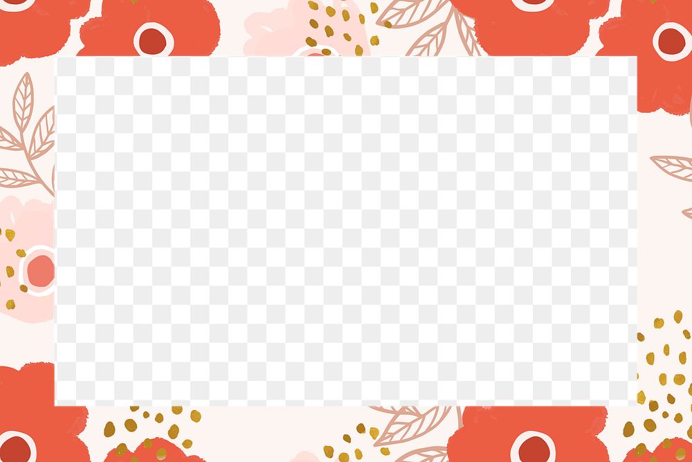 Blooming flower rectangle frame png floral illustration