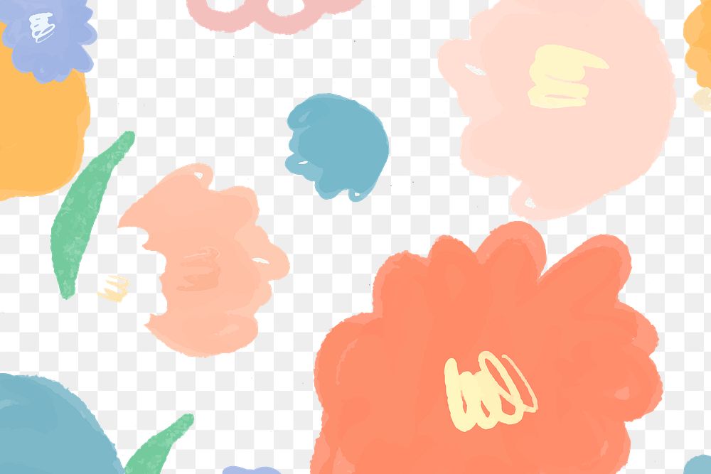 Colorful png flowers pastel pattern