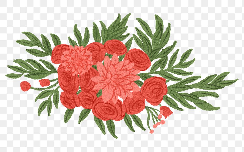 Red flower png sticker, transparent background