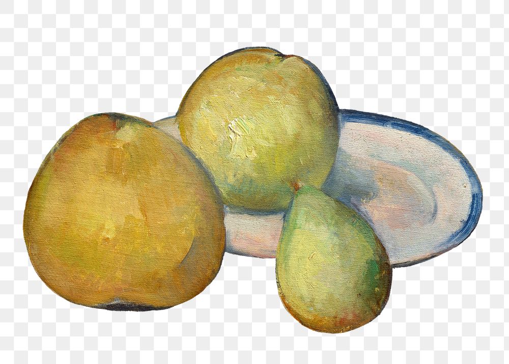 Png Cezanne&rsquo;s  Pears sticker, still life painting, transparent background.  Remixed by rawpixel.
