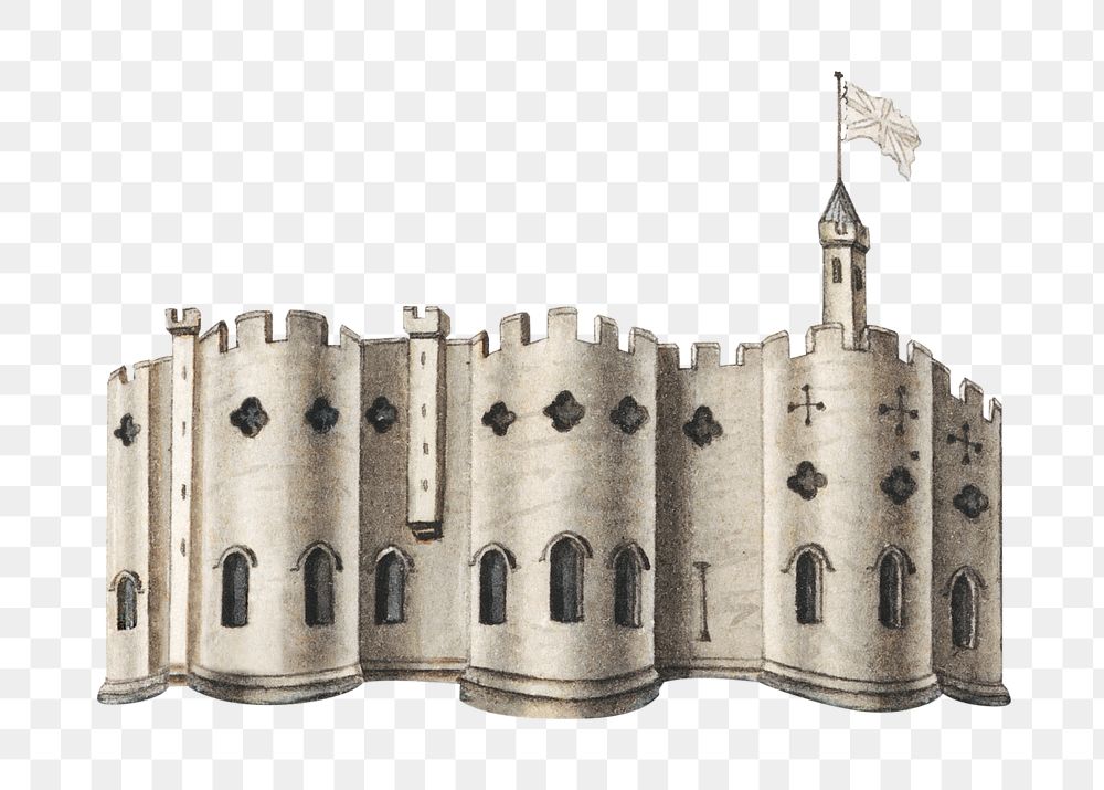 Vintage castle png illustration by William Beilby, transparent background. Remixed by rawpixel.