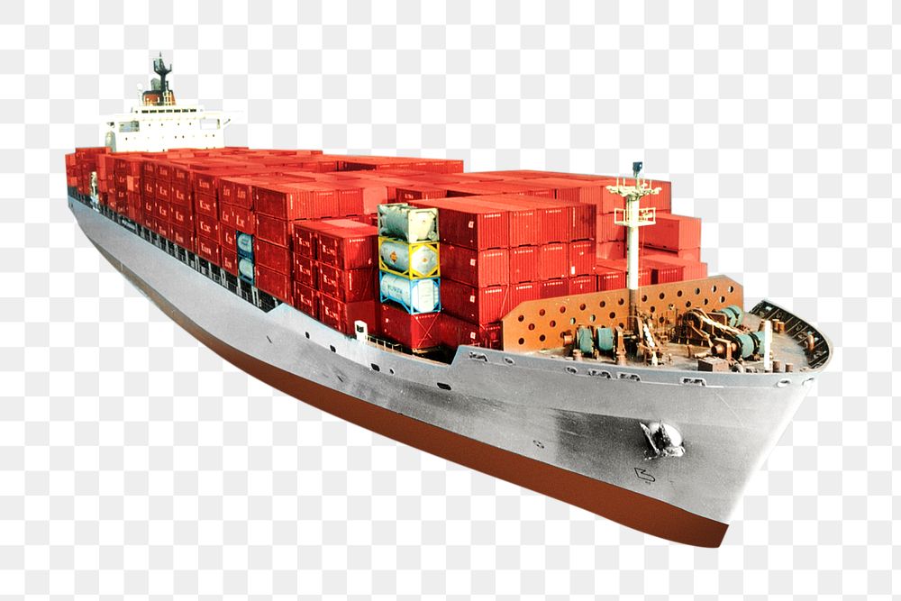 Png container ship, isolated image, transparent background