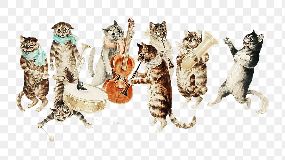 Cats png music band, transparent background. Remixed by rawpixel.