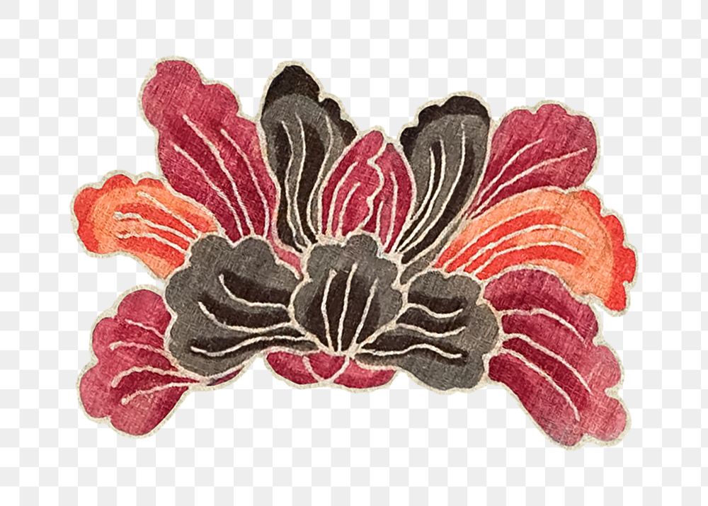 PNG Colorful flower, vintage Japanese botanical illustration, transparent background. Remixed by rawpixel.