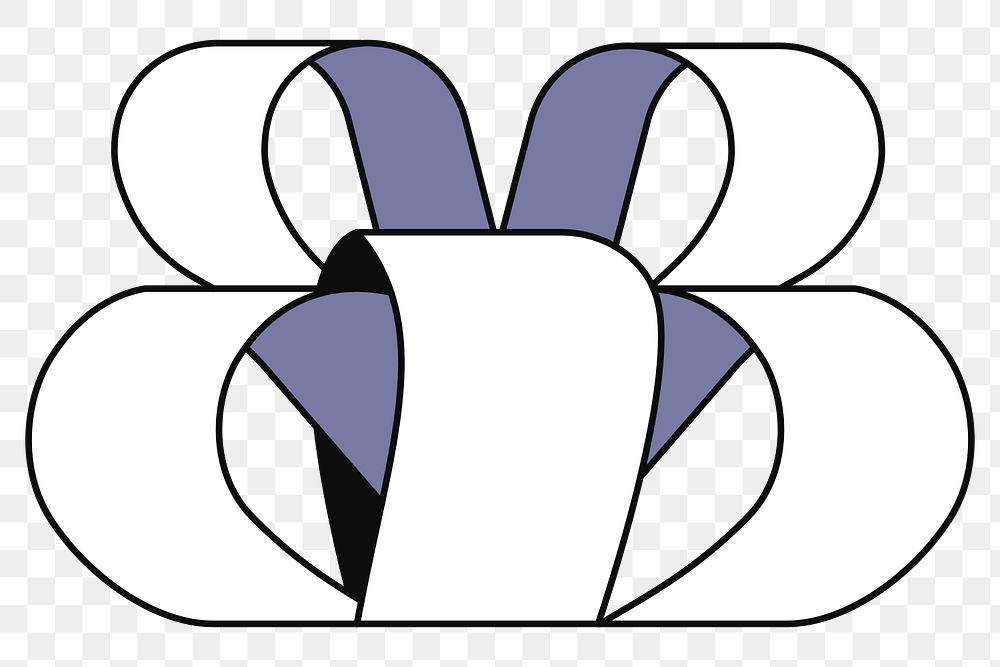 White ribbon png, flat illustration on transparent background