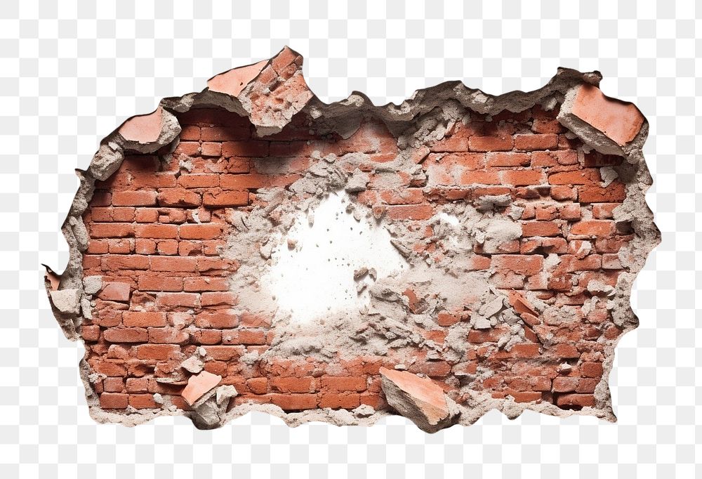 PNG Brick wall white background deterioration architecture