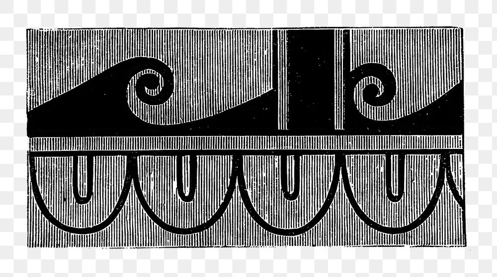 PNG ancient architectural wave pattern element, transparent background