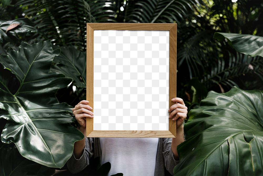 Hiding behind a wooden frame mockup