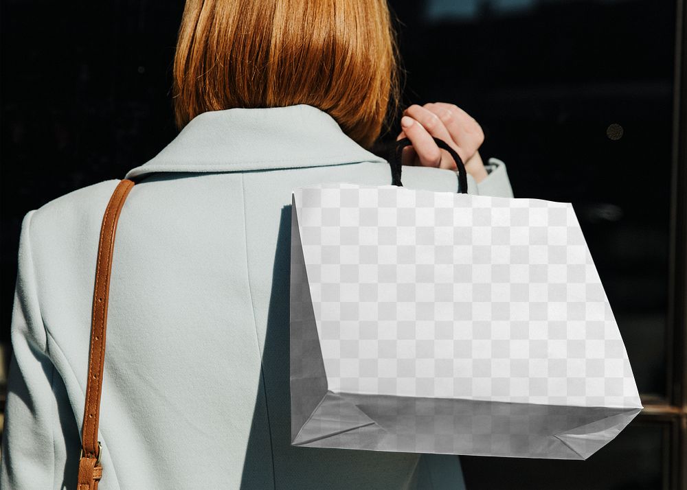 Paper shopping bag PNG mockup