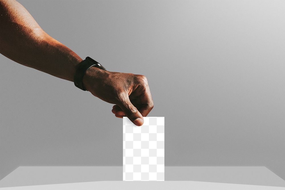 Man casting his vote to a ballot box mockup