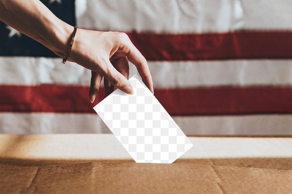 American casting her vote to a ballot box transparent png