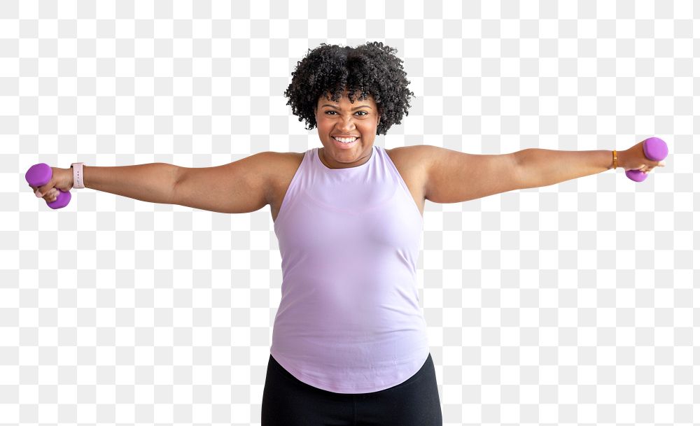 Happy African American woman exercising transparent png