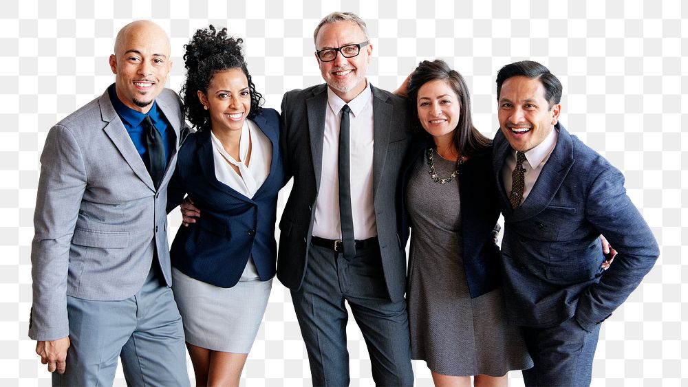 Business team png cut out, diverse people, transparent background