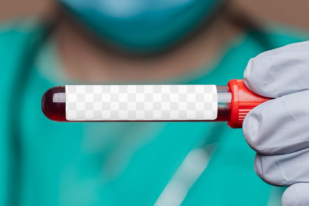 Surgeon holding a blood test tube transparent png 
