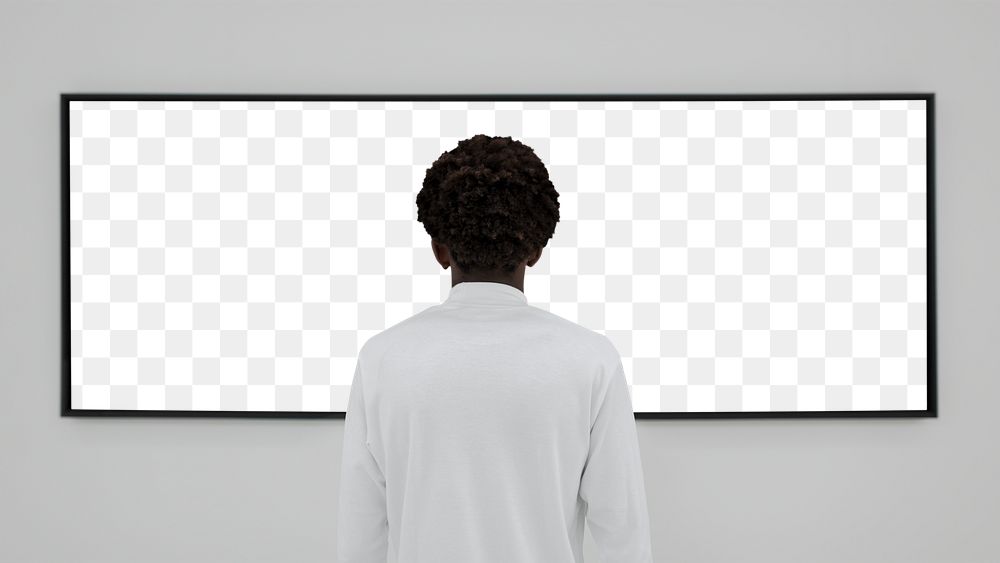 Transparent screen mockup png on a wall