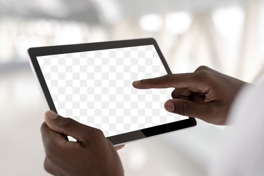 Transparent tablet screen mockup png