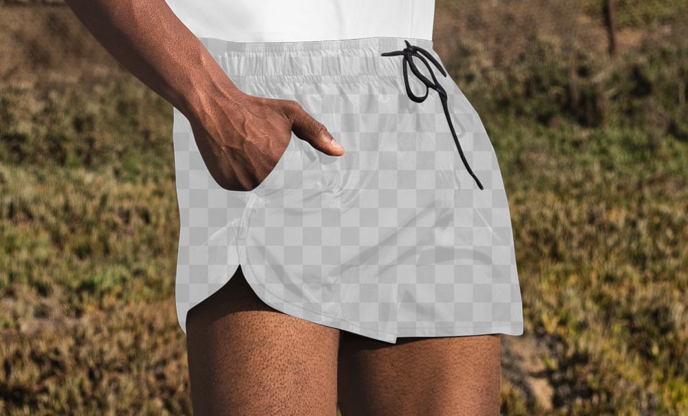 Png men’s shorts mockup summer apparel photoshoot