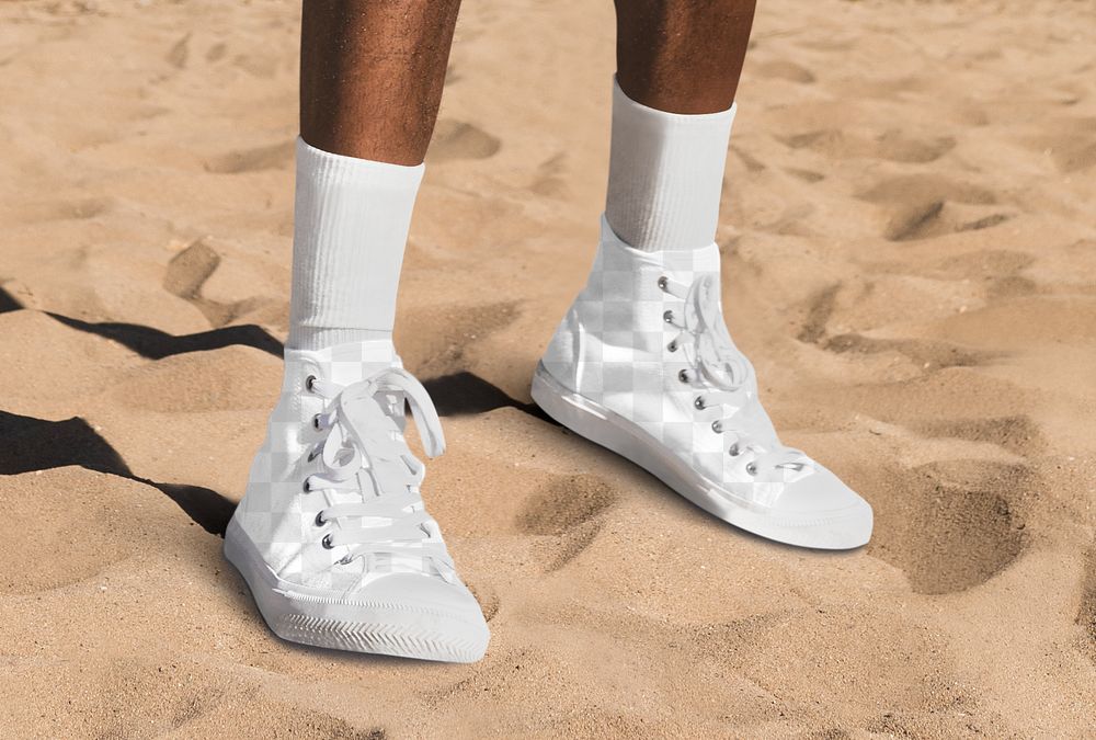 Png canvas sneakers transparent mockup beach apparel outdoor