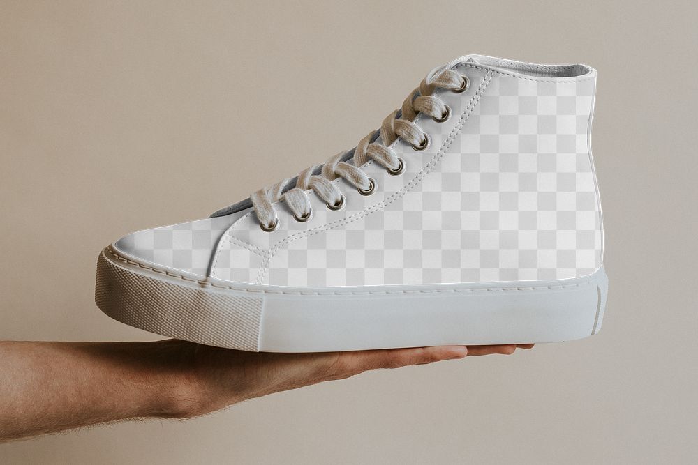 Hand holding png high top sneakers