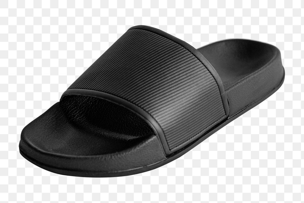Png black rubber sandal mockup slipper