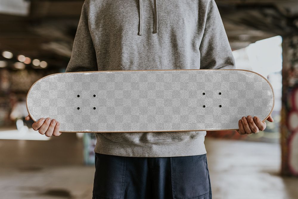 PNG skateboard mockup, customizable sport product