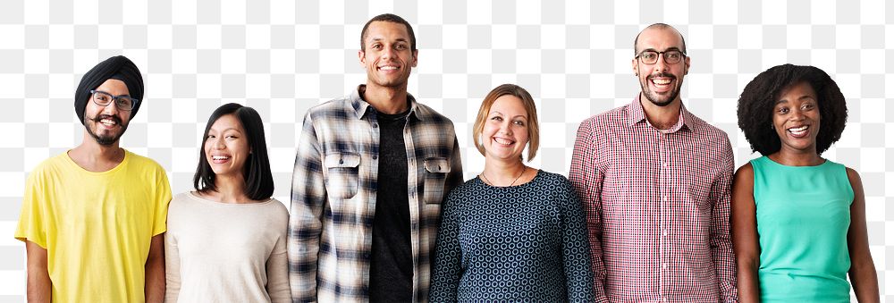 Diverse people png smiling, collage element on transparent background
