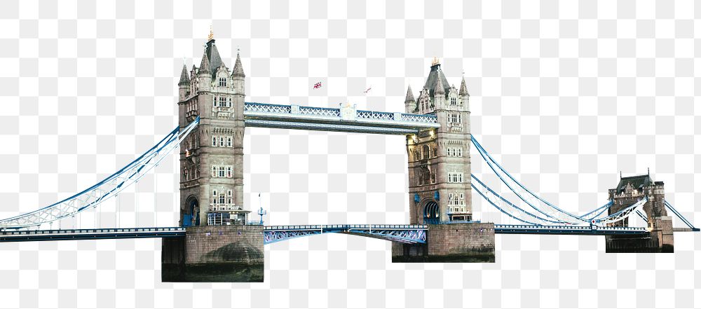 London's Tower Bridge png clipart, famous architecture, transparent background 
