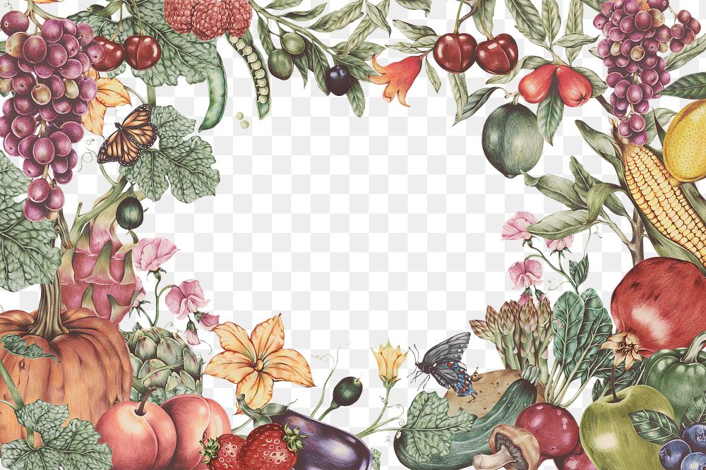 Fruits vegetables frame illustration png design space