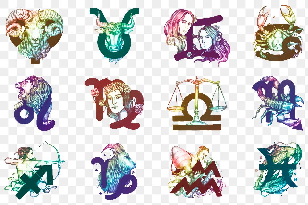 PNG gradient astrological sticker horoscope symbol
