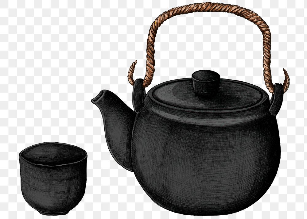 Green tea pot png set 