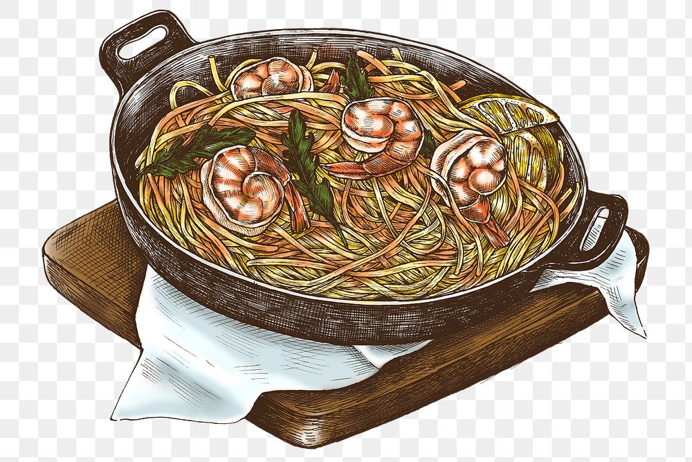 Colorful spaghetti marinara png transparent 