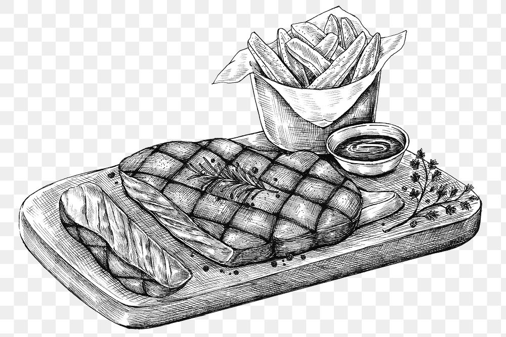 Black and white steak png