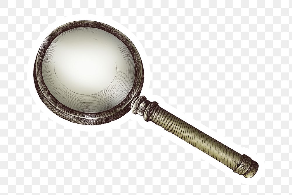 Hand drawn retro magnifying glass Free PNG Sticker rawpixel