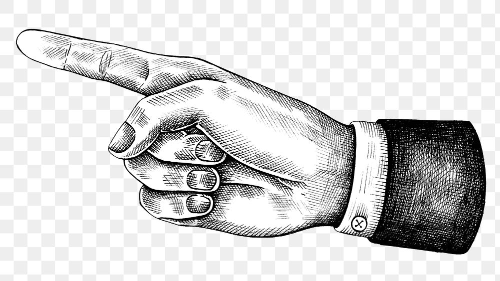 Hand drawn pointing hand design element