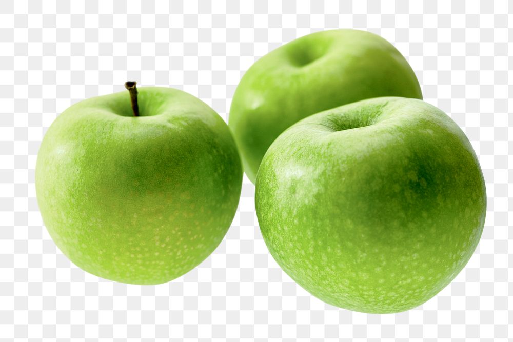 Green apple png fruit sticker, granny smith on transparent background